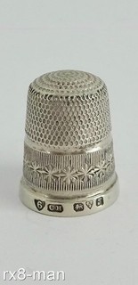 SUPERB CHARLES HORNER SOLID STERLING SILVER SIZE 6 SEWING THIMBLE CHESTER 1919