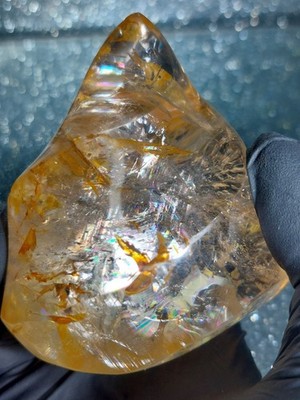 Golden Healer Crystal Flame Set - 254,7g & Halskette mit Regenbogen hochwertig