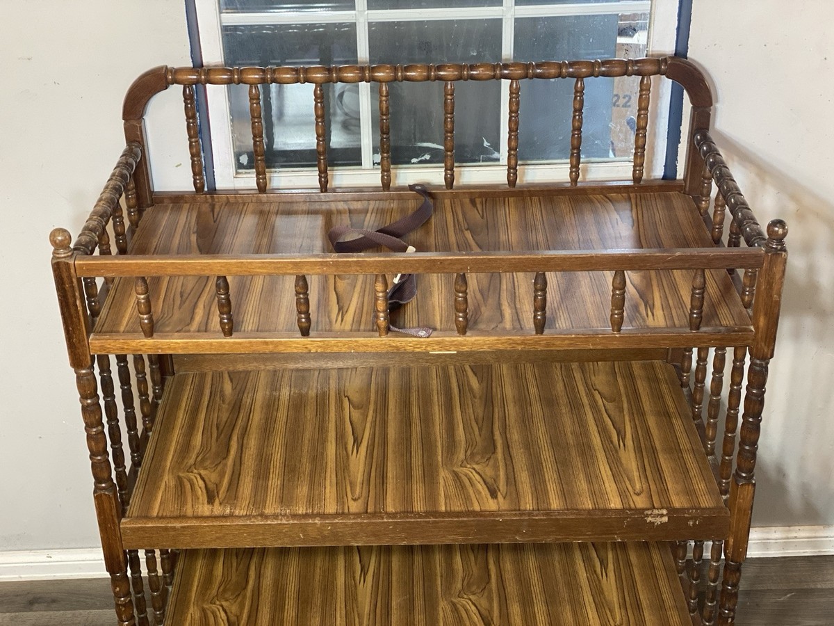 Vintage Wood Jenny Lind Wooden Baby Changing Table