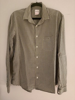 Mens LACOSTE LIVE Navy Yellow Check Gingham L/S Button Down Shirt - 42 (L)
