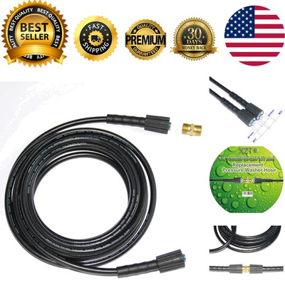 #ad 25FT High Pressure Washer Hose 3000PSI with M22mm Adapter for All Models $31.34