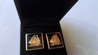 MEN'S GOLD TONE BLACK ENAMEL GALLEON SHIP CUFFLINKS