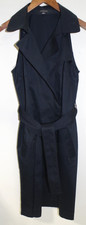 AB2 ANN TAYLOR Black  100% Cotton Dress Sleeveless Collar 8 NWOT Belted Buttons