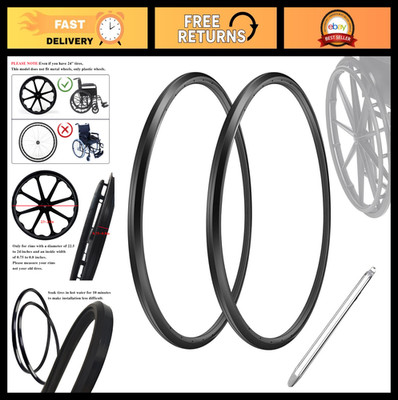 Universal 24'' Flat-Free Wheelchair Rear Tire Replacement with Tools - 1 Pair