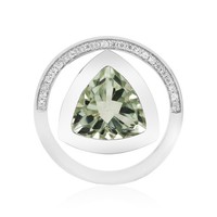 Cavill GrüNer Amethyst AnhäNger 3,10Ct Trillant 24 Zirkone Silber
