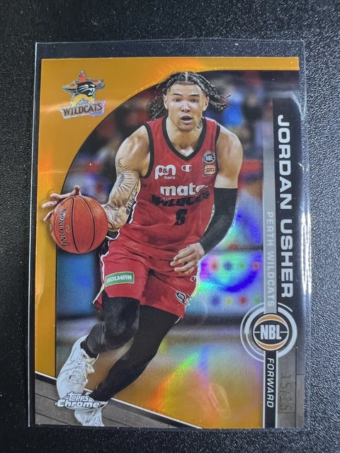 2023 Topps Chrome NBL Jordan Usher Orange Refractor /25 Perth Wildcats