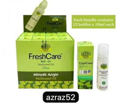 12x10ml FreshCare Aromatherapy Roll-On Oil  Herbal Relief -Headache, Nausea,Cold