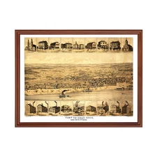 Old Map of Tell City, IN 1870 - Vintage Tell City Indiana Ar