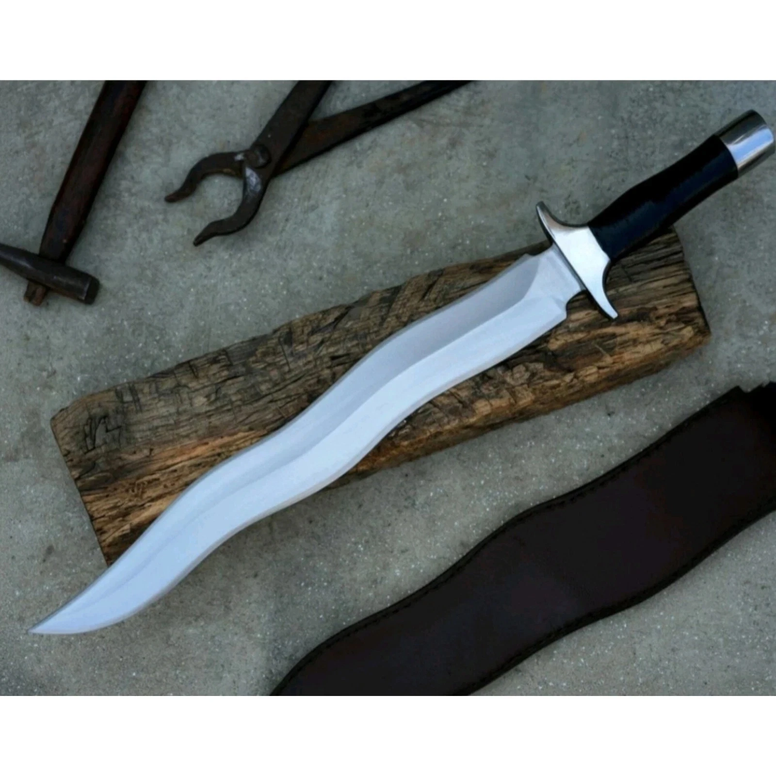 Custom Handmade Carbon Steel Blade Tactical Kris Sword | Hunting Sword Camping