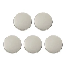 5pcs Metal Round Buttons 23mm Alloy Flat Sewing Buttons, Matte Silver