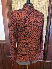 No Boundaries Long Sleeve Mock Neck Top Rusty Red Animal Print Juniors Size XL