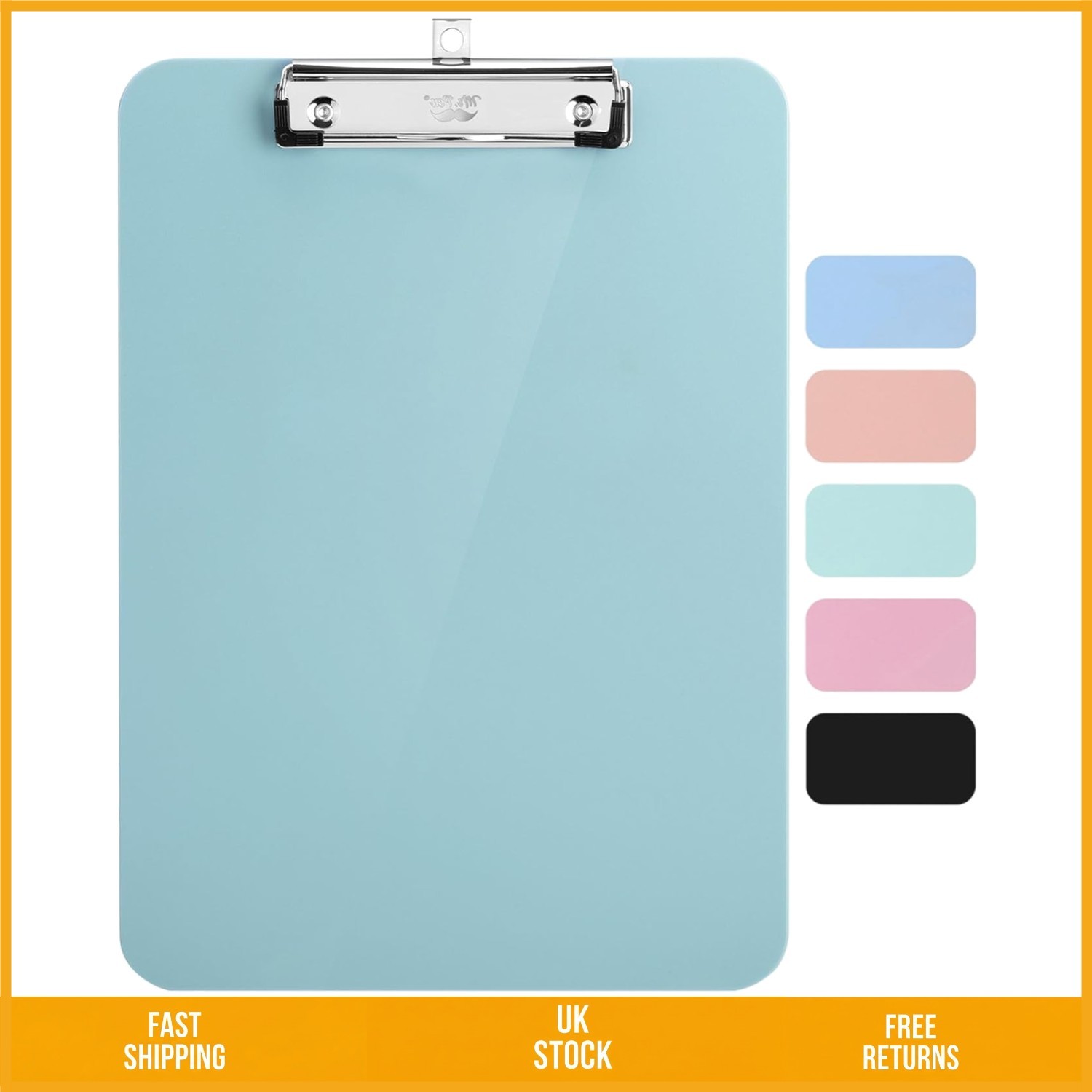 Durable Pastel Green Plastic Clipboard with Low Profile Clip 12.5x9in
