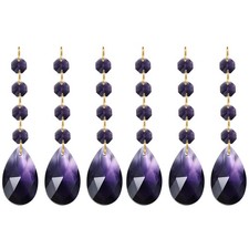 Teardrop Crystal Chandelier, 6 Pack 120mm Length Prisms Part Dark Purple