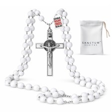 Catholic Rosary Necklace Large Beads Italian prayer Rosary, Gift for men women