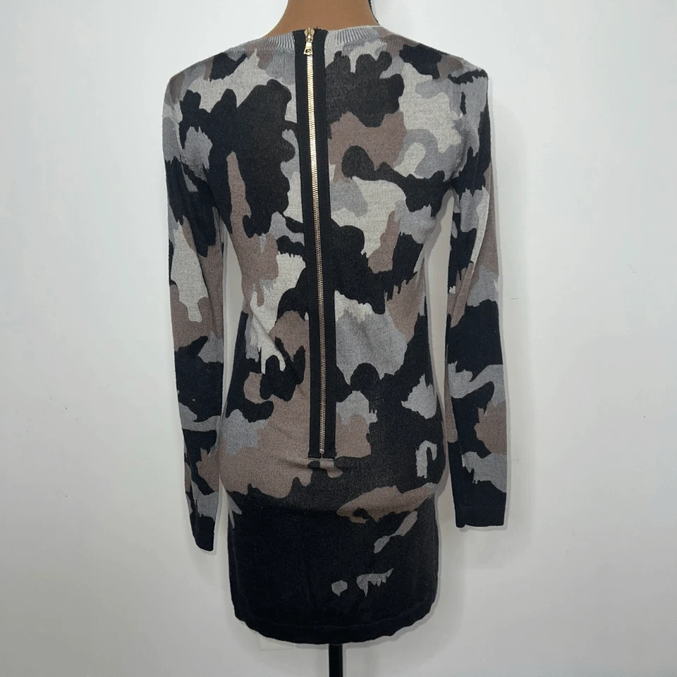 Vestido Suéter Markus Lupfer Estampado Camuflaje 100% Lana Merino Manga Larga Para Mujer Pequeño Foto 3 de 4