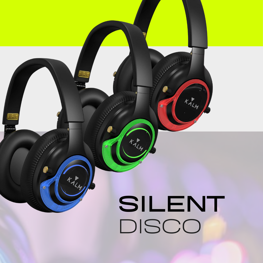 Silent Disco System Bundle w/Headphones & Transmitter - Party Event Fitness