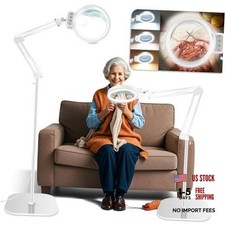 30X 10X Large Floor Magnifying Glass with Light and Stand,72 LED White
