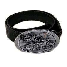 Vintage HARLEY DAVIDSON  BUCKLE BLACK HD BELT 34&rdquo; Inch