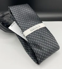 PERRY ELLIS Portfolio Men's 100% Polyester Tie ~ Black ~ Langer Geo ~ MSRP: $55.