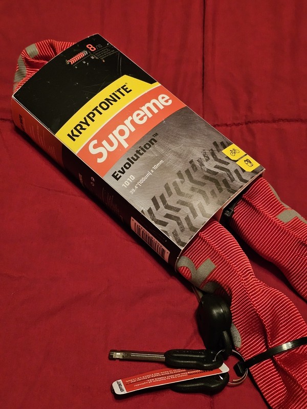 Supreme Kryptonite Evolution Integrated Bike Chain Link Lock RED SS21