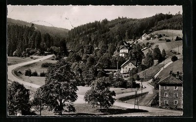 AK Bischofsgrün /Fichtelgebirge, Partie im Maintal mit Glasermühle 1960 