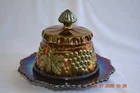 Northwood Grape & Cable butter dish-----amethyst
