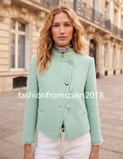 ZARA NEW WOMAN STRUCTURED FRAYED BLAZER JACKET MINT GREEN XS-XL 7840/121/537