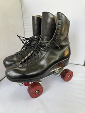 Riedell Royal Snyder Super Deluxe Black Roller Skates Size M 9 / 8 Red Wheels
