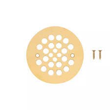 4.25 In. round Shower Drain Cover, Polished Brass