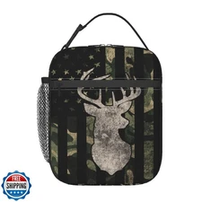 Anyako Camouflage Hunting Tactical Deer Camo American Flag Lunch Box Insulate