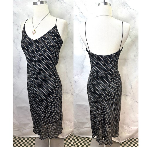 Vintage 90s Y2K Slip Dress Romantic Midi Gr. M Whimsigoth Overlay Gothic Bias Cut
