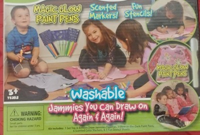 DRAW JAMMIES PAJAMAS AS SEEN ON TV SZ LG 7-9 YRS. PINK 2 Pc, DRAW On, Wash Off 