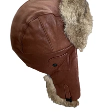 Mad Bomber Leather & Rabbit Fur Trapper Hat Size L VGUC