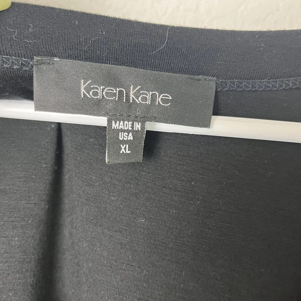 Vestido Karen Kane Para Mujer XL Verde Negro Chevron Manga Larga Cuello Redondo Hecho en EE. UU. Foto 2 de 4