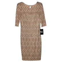 Jax Champagne Sequin Lace Sheath Dress Size 8 NWT Women's NEW