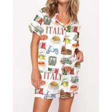 Italy Travel Satin Pajama Set For Women