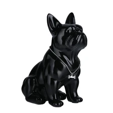 Black French Bulldog Statue,Pug Resin Sitting Dog Statue, English Bulldog Hom...