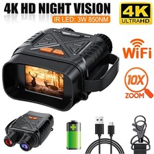 4K 36MP 10X Night Vision Goggles Hunting Infrared Binoculars Digital Zoom 850nm