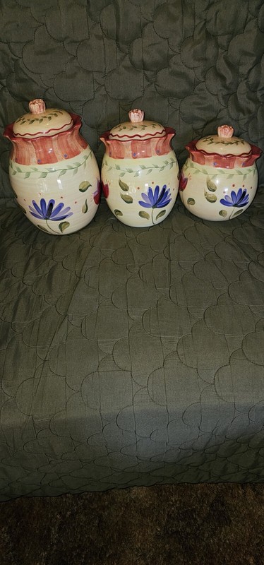 Pfaltzgraff Napoli Hand Painted Canisters (3) With Lids New