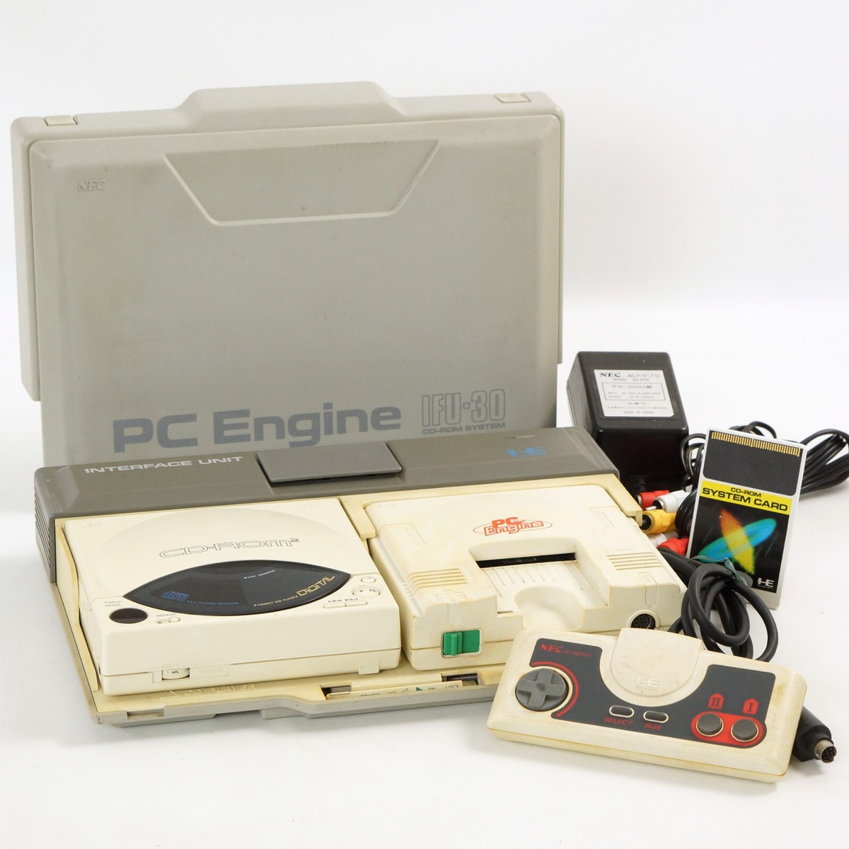 PC Engine CD ROM2 CDR-30 with INTERFACE UNIT IFU-30 Tested System 