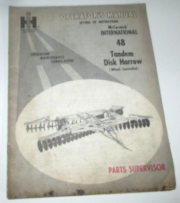 IH International McCormick 48 Disk Harrow Operators & Set-Up Manual ORIGINAL IHC