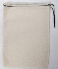 100 5x7 Cotton Muslin Drawstring Bags With Black Hem and Drawstring
