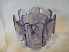 Vintage MCM Viking Finish Crown Vessel Glass Votive Candle Holder Purple Lilac