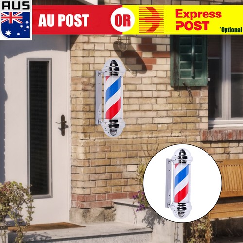 70 cm Barber Pole Light Red White Blue Stripes Rotating Metal Hair Salon Sign M - Picture 10 of 11