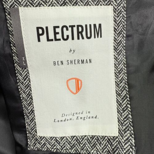 Ben Sherman Plectrum Blazer XL Gray Black Herringbone Double Breasted Peak Lapel - Picture 3 of 17
