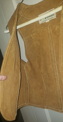 TREGOS WESTWEAR T-W Fringed Brown Suede Leather vest skirt Size 12 Vintage Girl - Picture 11 of 12