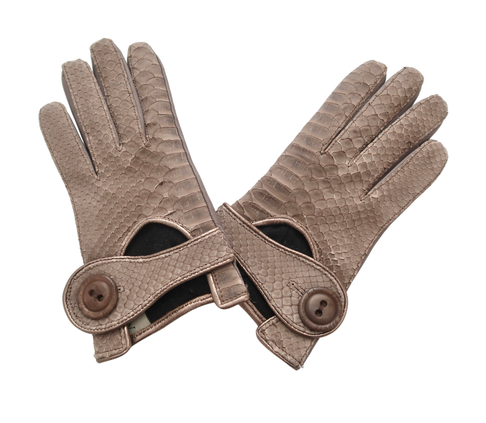 MAISON FABRE Python & lambskin leather gloves sz … - image 1