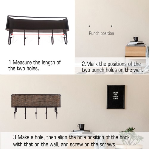 Wall Mount Key Rack Hanger Holder 5 Hook Chain Storage Keys Organizer Home Decor - 第 12/14 張圖片