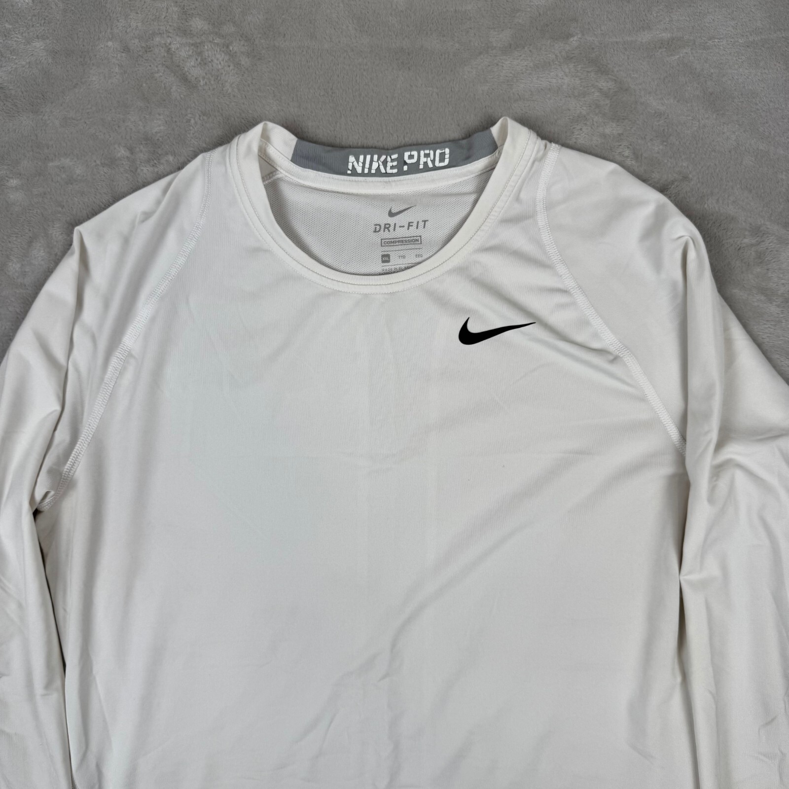 Nike Pro Dri-Fit Fitted White Long Sleeve Compression Shirt Mens Size XXL