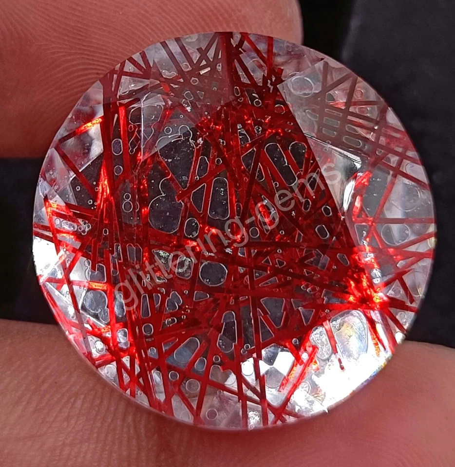60.90 Ct Round Cut Red Rutilated Quartz Certified Transparent Loose Gems M25 - Image 2 of 4